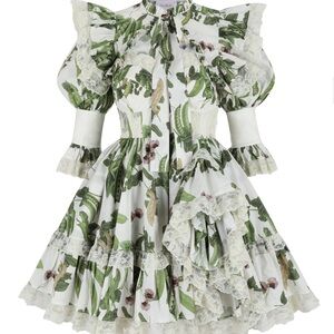 SOLD Selkie Green and White Floral Dress